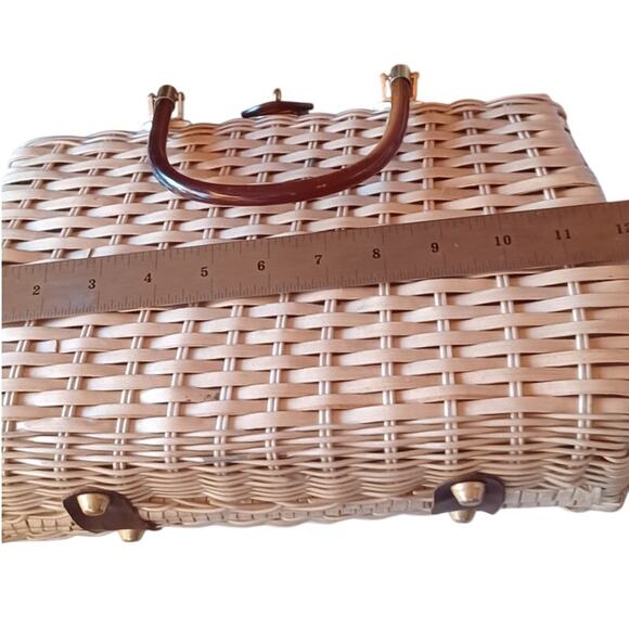 Vintage 1950s/60s Princess Charming by Atlas Wicker Seashell Lucite Handbag - Picture 10 of 12